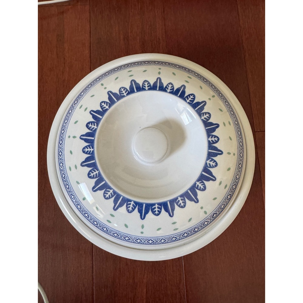Choice Melamine 2110 Covered Serving Bowl Blue Green Pattern Tureen with Lid